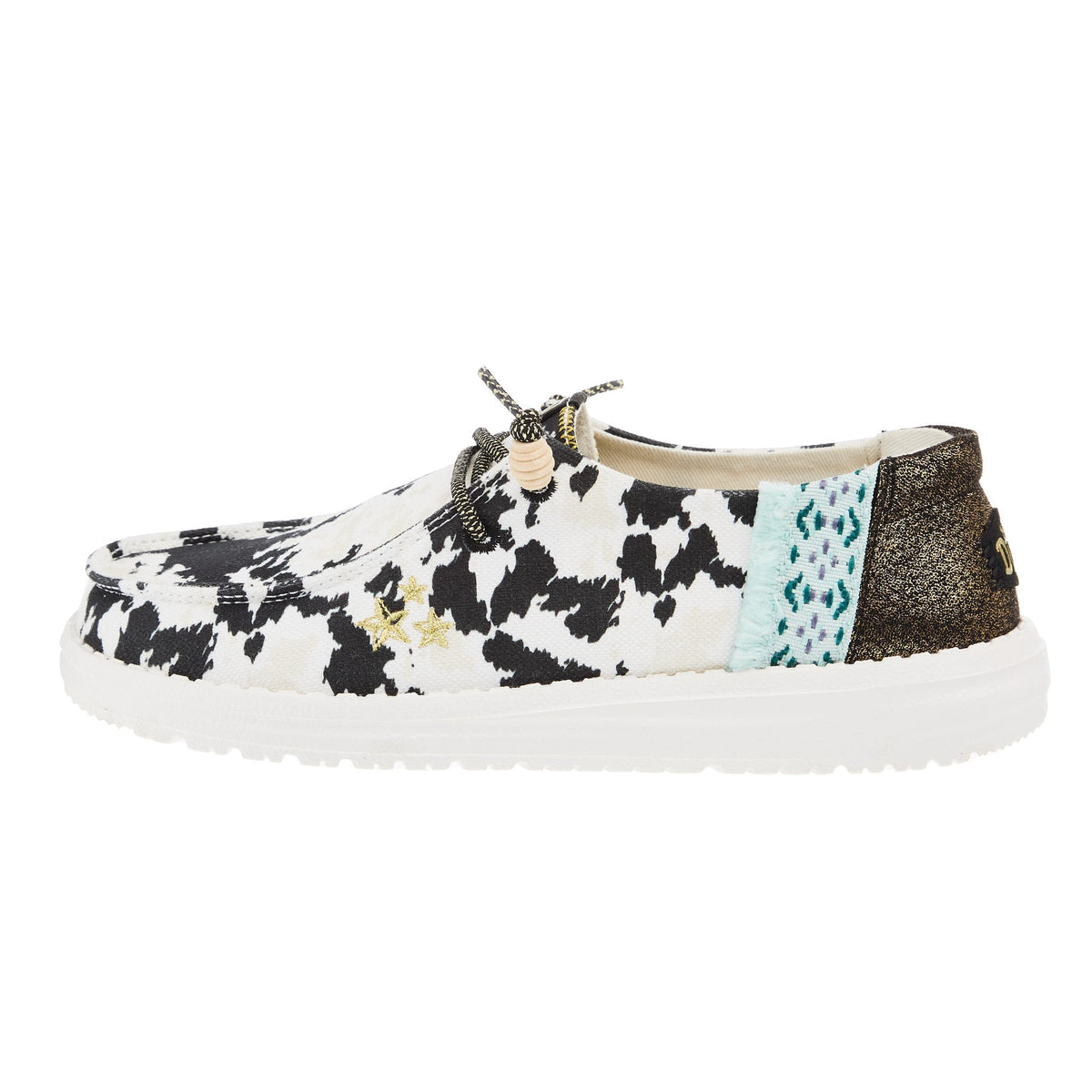 Hey Dude Womens Wendy Disco Cow Print Casual Shoe