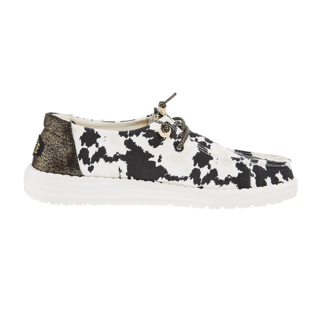 Hey Dude Womens Wendy Disco Cow Print Casual Shoe