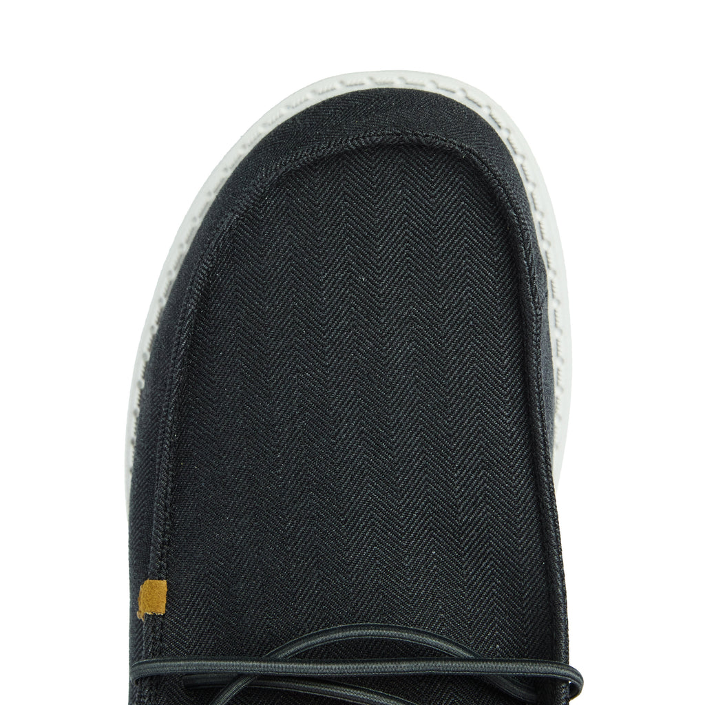 Hey Dude Men`s Black Wally Herringbone Casual Shoe
