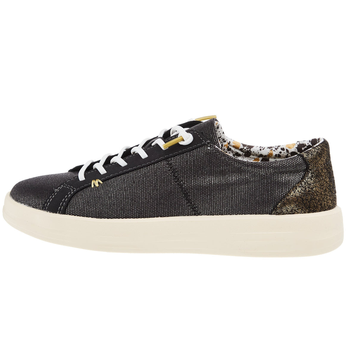 Hey Dude Womens Karina Shimmer Black Sneaker