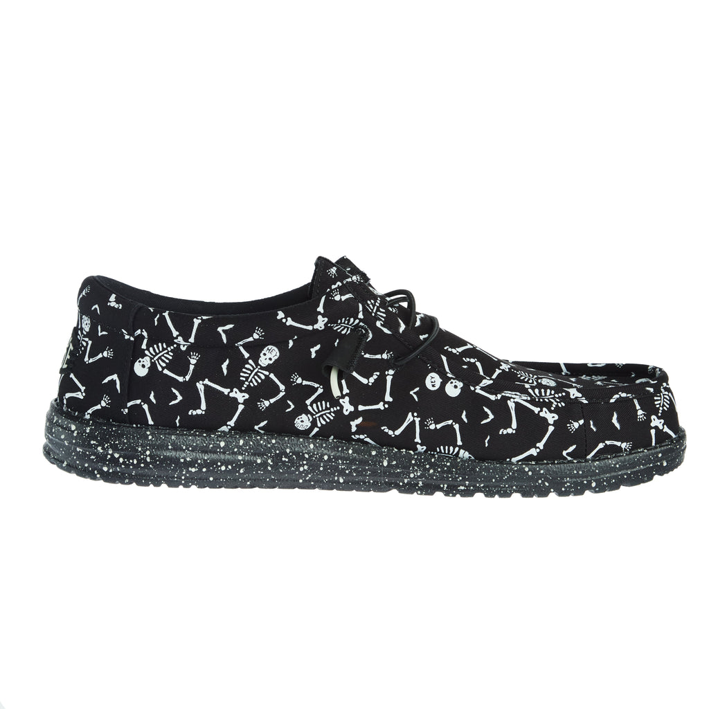 Hey Dude Men`s Wally Skeletons Black Casual Shoe